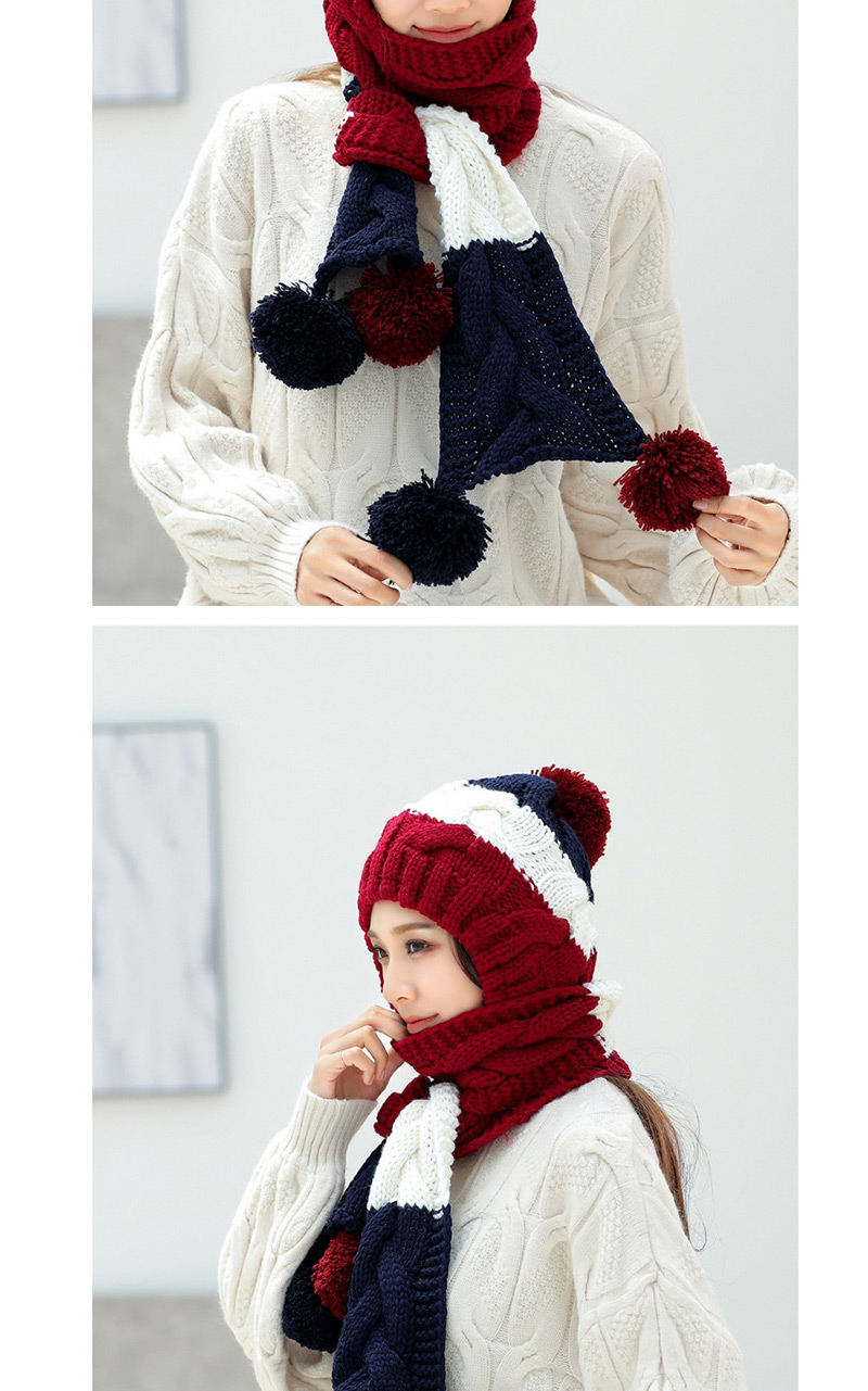 Fashion Claret Red Color Matching Decorated Hat,Knitting Wool Hats