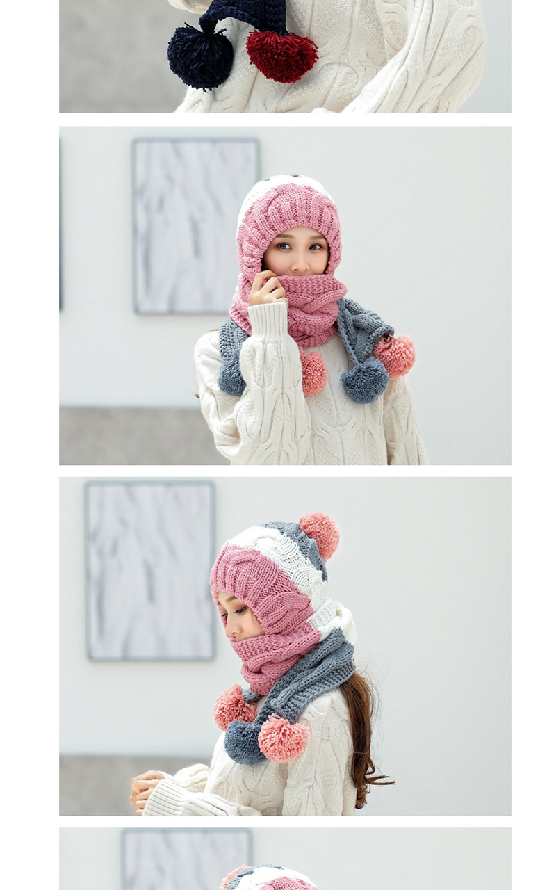 Fashion Pink Color Matching Decorated Hat,Knitting Wool Hats