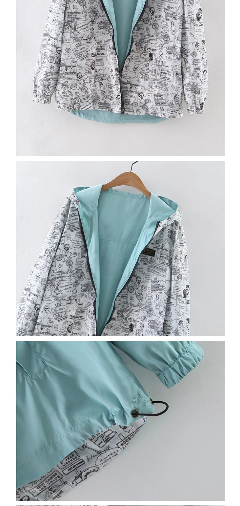Fashion Navy Zipper Decorated Pure Color Jacket,Coat-Jacket