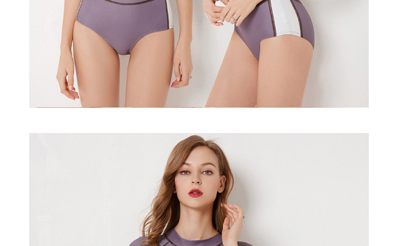 Fashion Purple Pure Color Decorated Swimwear,Swimwear Plus Size