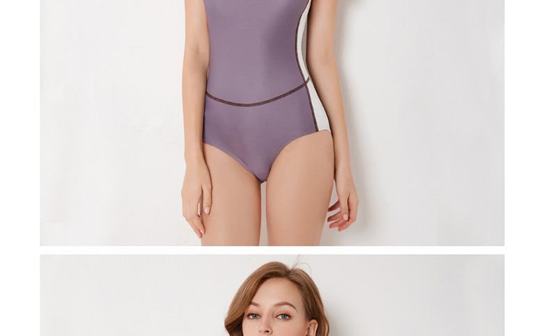 Fashion Purple Pure Color Decorated Swimwear,Swimwear Plus Size