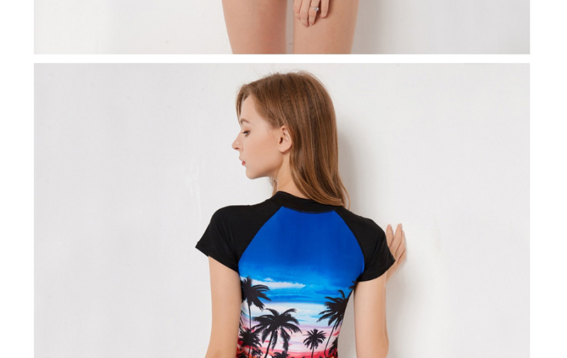 Fashion Multi-color Tree Pattern Decorated Swimwear,Swimwear Plus Size