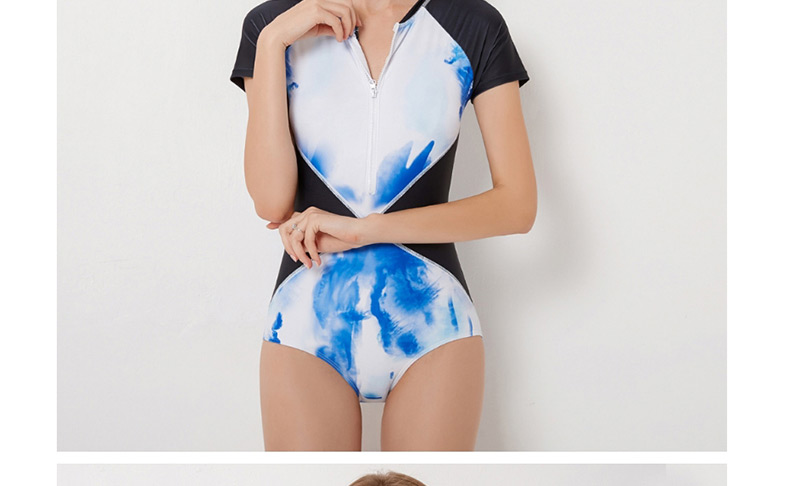 Fashion Blue Color Matching Decorated Swimwear,Swimwear Plus Size