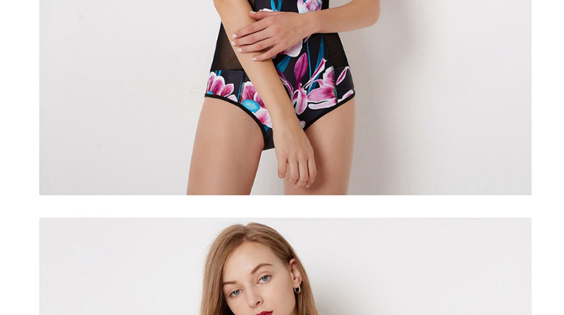 Fashion Multi-color Flower Pattern Decorated Swimwear,Swimwear Plus Size