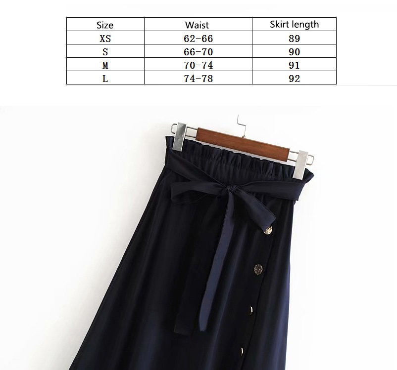 Fashion Navy Pure Color Decorated Split Skirt,Skirts