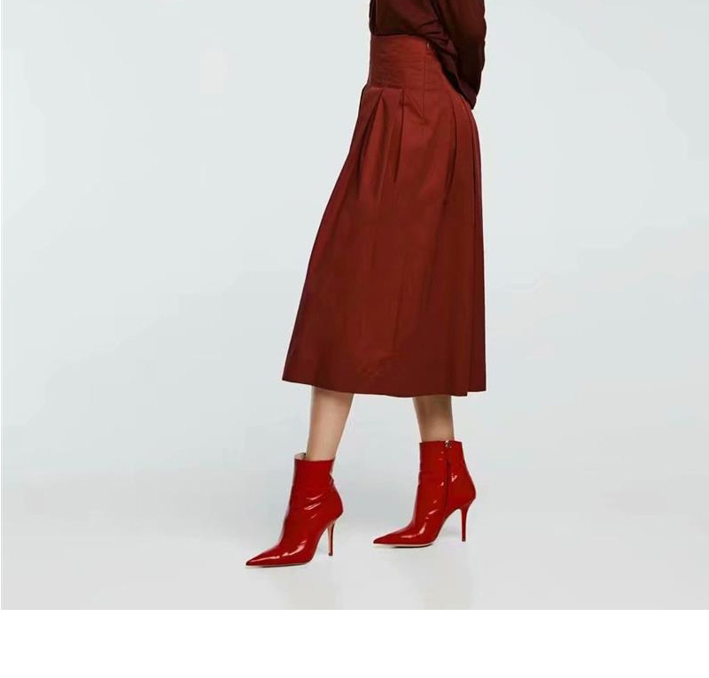 Fashion Dark Red Pure Color Decorated Simple Skirt,Skirts
