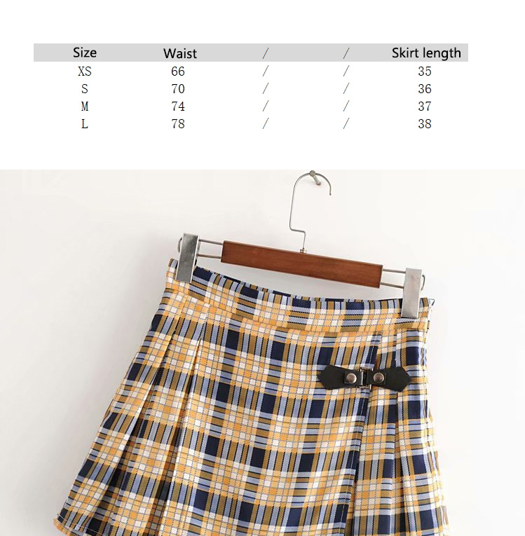 Fashion Yellow Grid Pattern Decorated Simple Skirt,Skirts