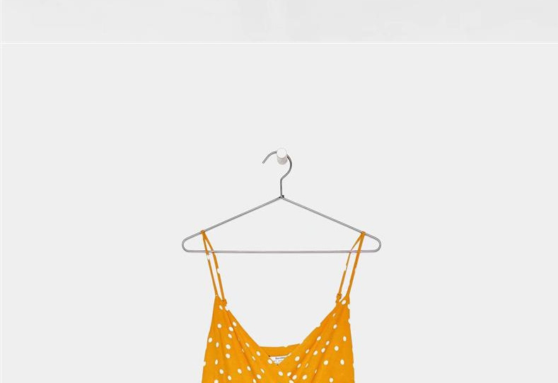 Fashion Yellow Dots Pattern Decorated Suspender Dress,Long Dress