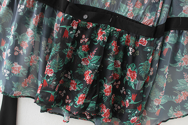 Fashion Multi-color Flowers Pattern Design V Neckline Jumpsuit,Pants