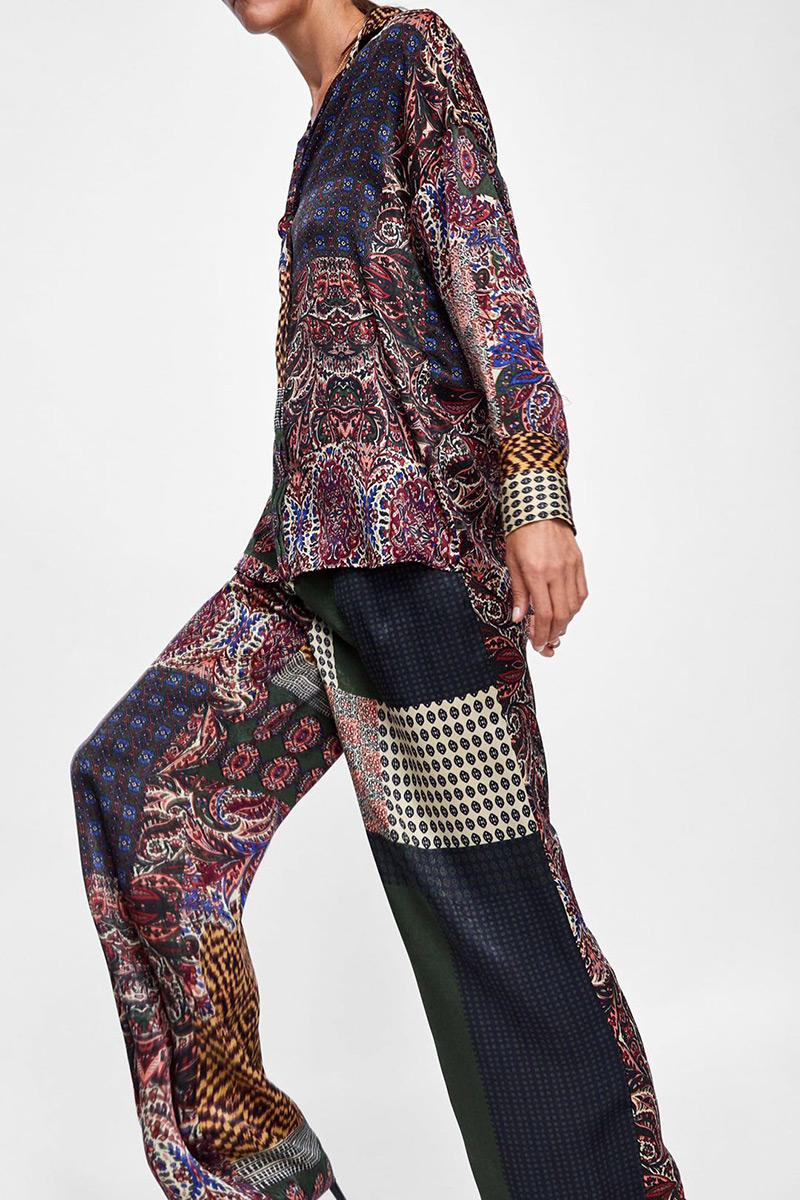 Fashion Multi-color Color Matching Design Loose Pants,Pants