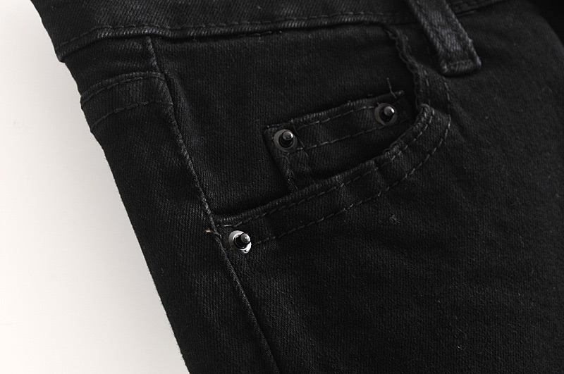 Fashion Black Irregular Shape Design Pure Color Jeans,Pants