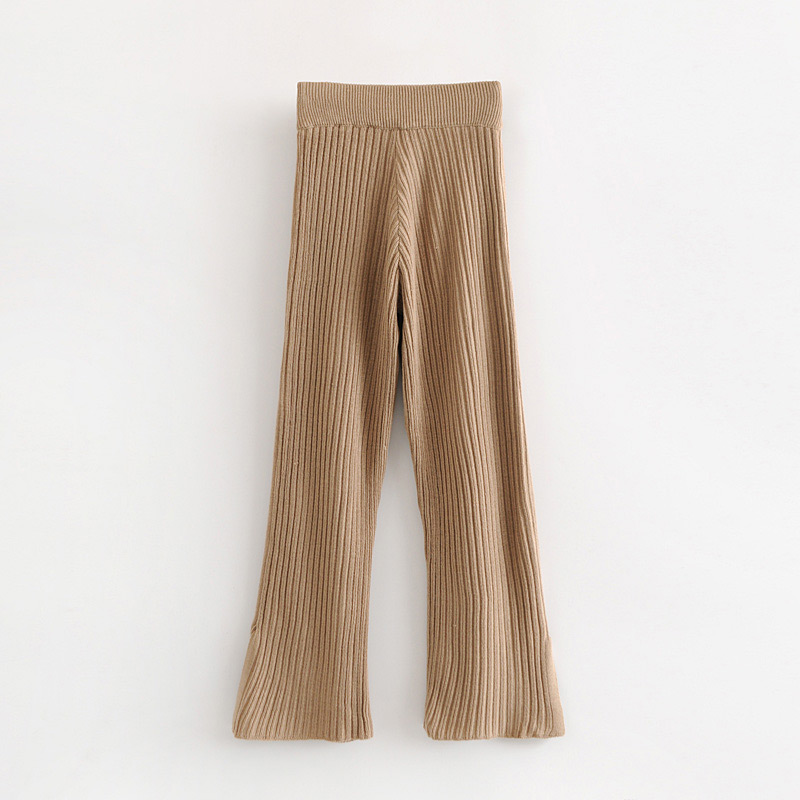 Fashion Khaki Pure Color Design High-waist Pants,Pants