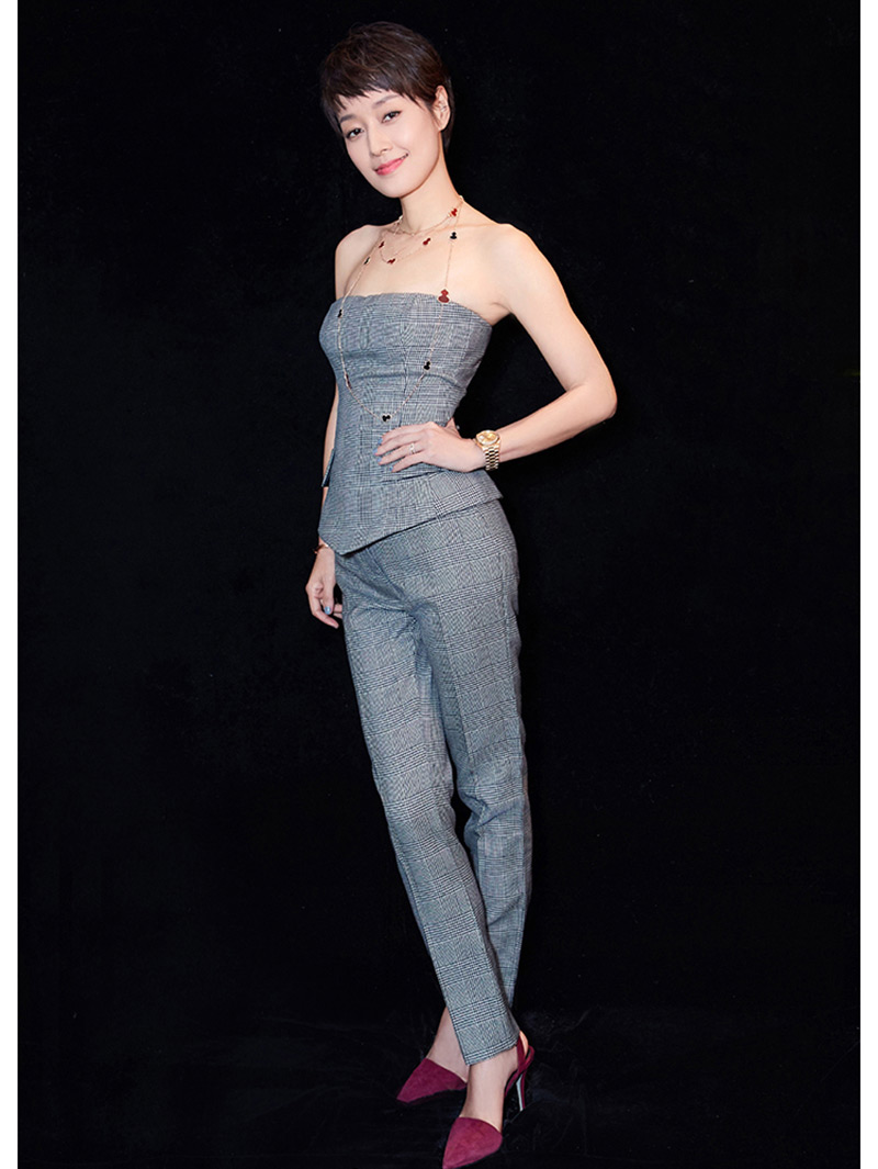 Fashion Gray Grid Pattern Decorated Simple Pants,Pants