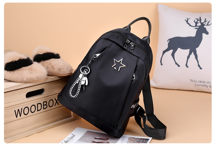 Fashion Gray Star Shape Decorated Pure Color Backpack,Backpack