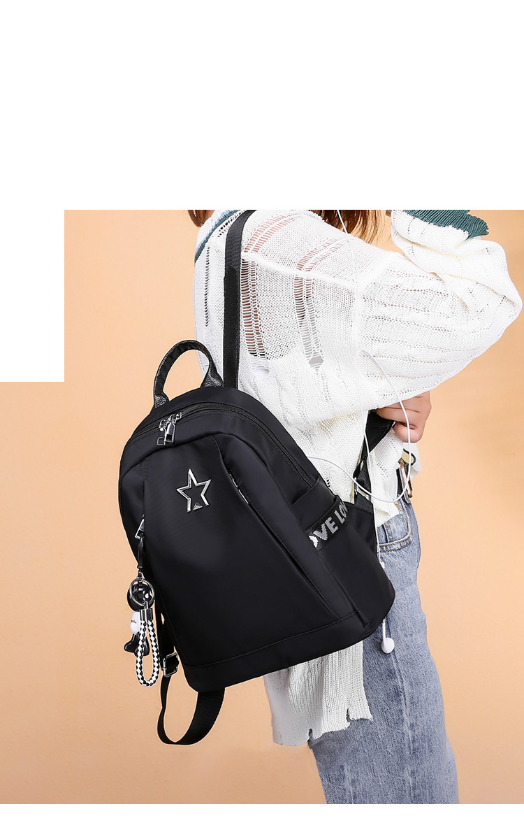 Fashion Black Star Shape Decorated Pure Color Backpack,Backpack