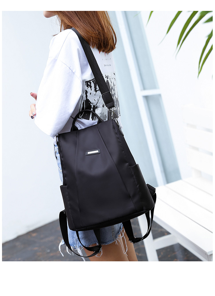 Fashion Black Pure Color Decorated Simple Backpack,Backpack