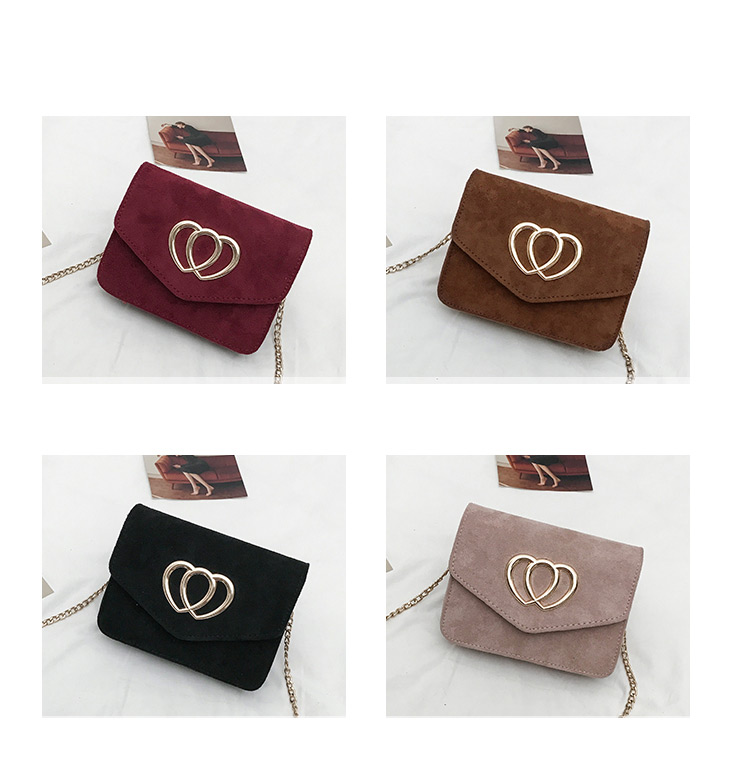 Fashion Brown Heart Shape Decorated Pure Color Bag,Shoulder bags
