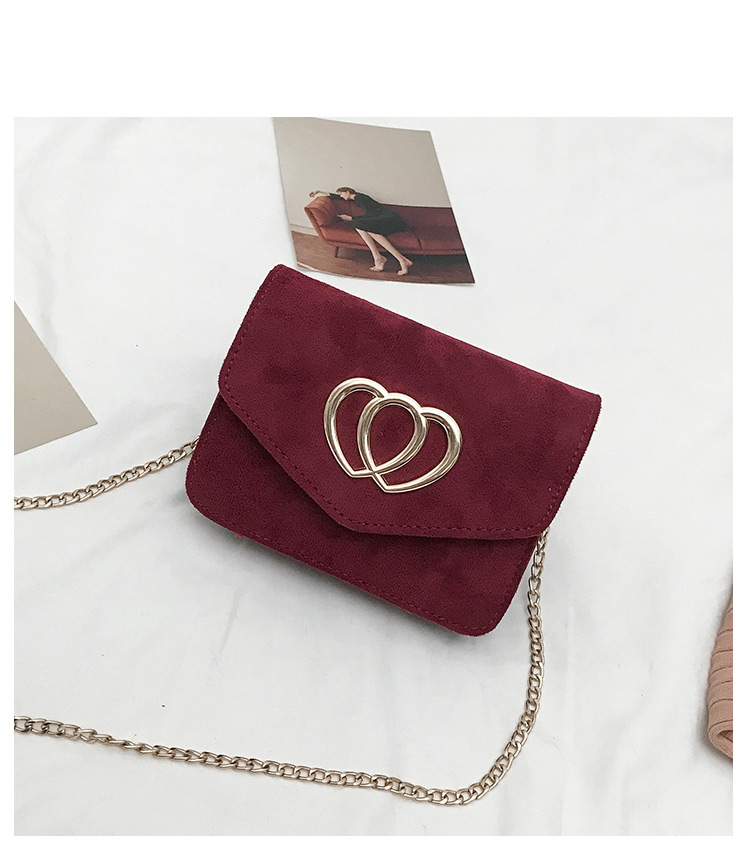 Fashion Pink Heart Shape Decorated Pure Color Bag,Shoulder bags