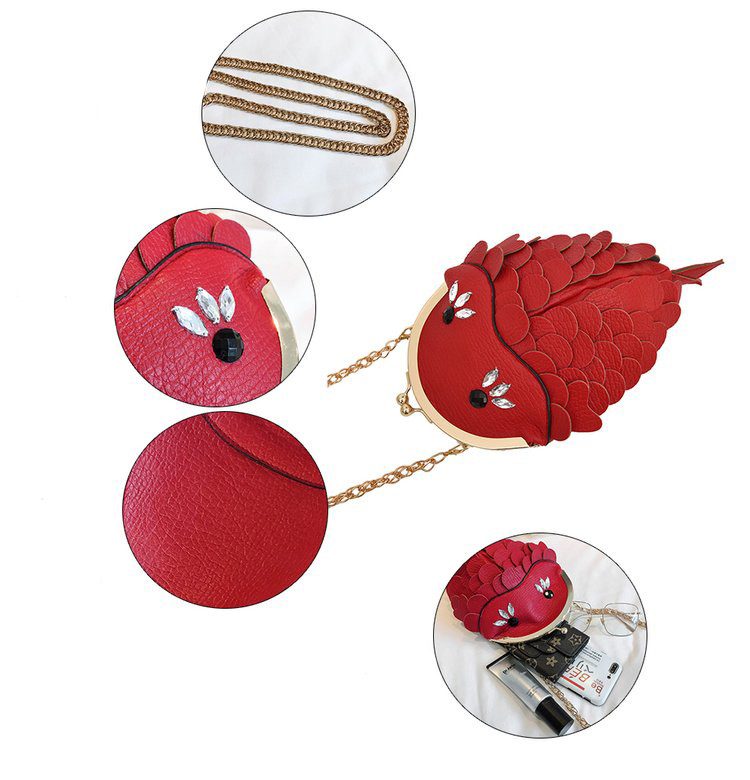 Fashion Red Goldfish Shape Design Pure Color Shoulder Bag,Shoulder bags