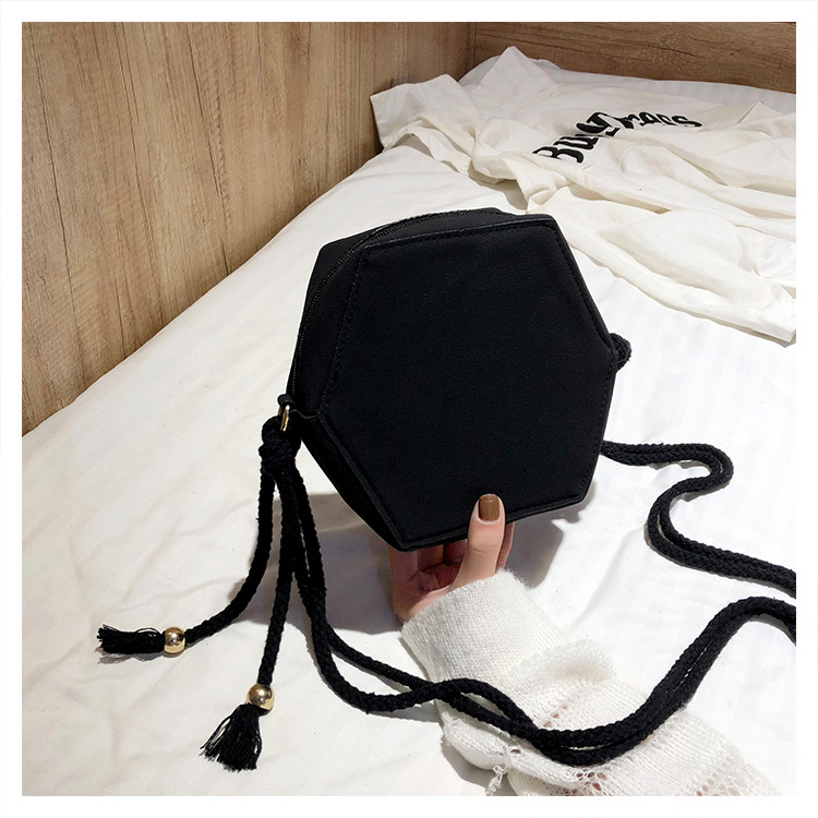Fashion Black Hexagon Shape Design Pure Color Bag,Shoulder bags