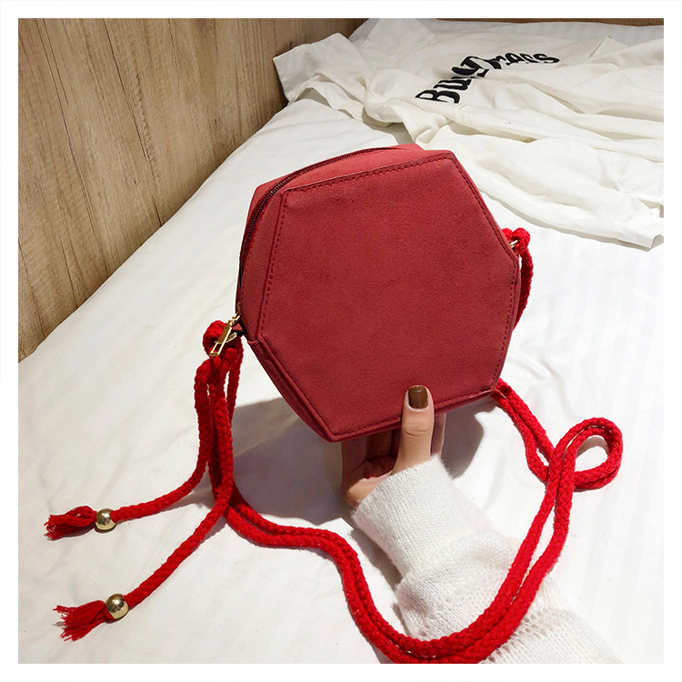 Fashion Red Hexagon Shape Design Pure Color Bag,Shoulder bags