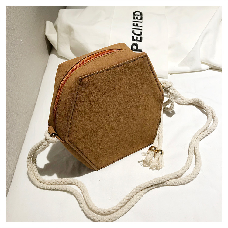 Fashion Khaki Hexagon Shape Design Pure Color Bag,Shoulder bags