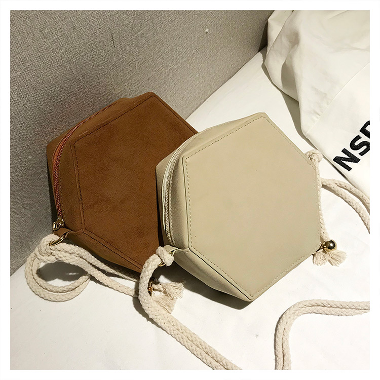Fashion Light Brown Hexagon Shape Design Pure Color Bag,Shoulder bags