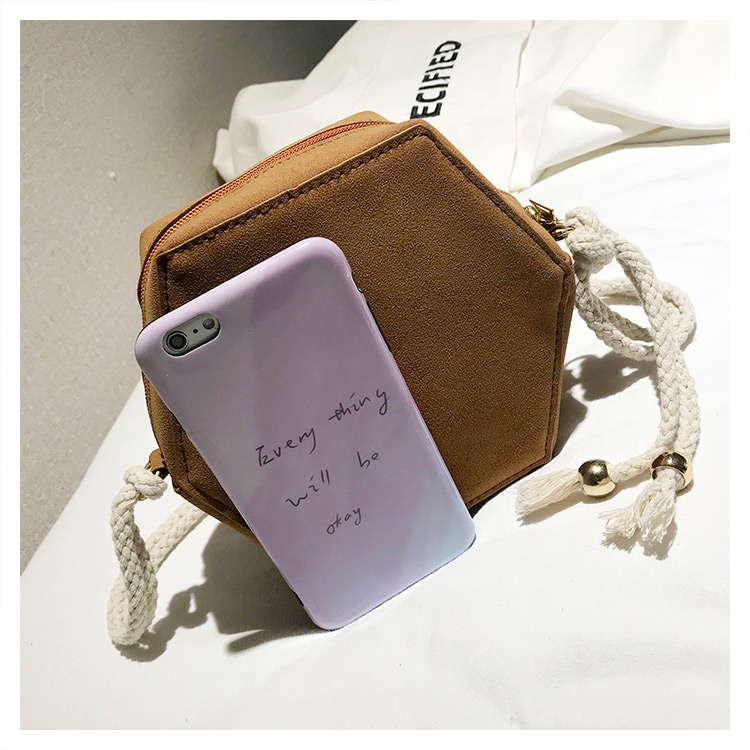 Fashion Light Brown Hexagon Shape Design Pure Color Bag,Shoulder bags
