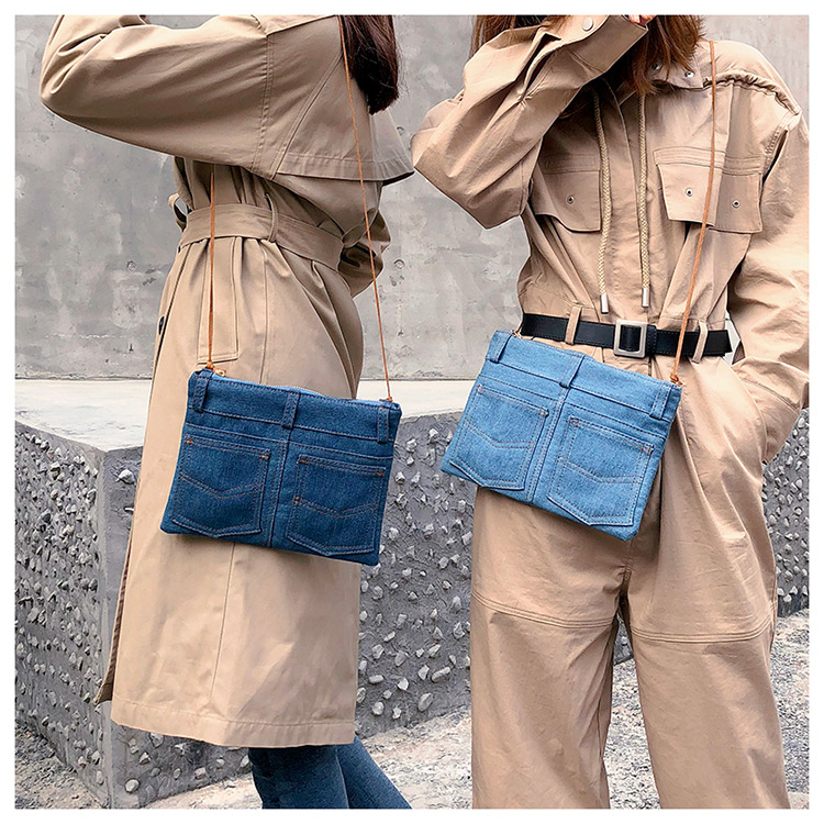 Fashion Light Blue Pure Color Desigm Square Shape Shoulder Bag,Shoulder bags