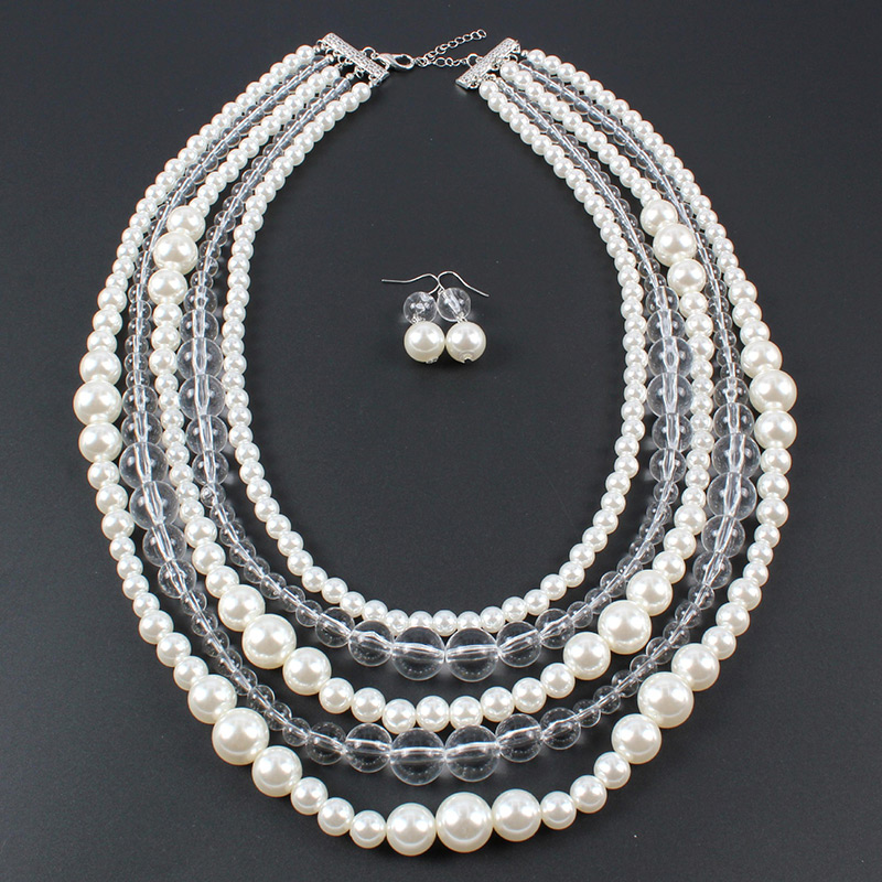 Fashion White Full Pearls Design Multi-layer Necklace,Jewelry Sets