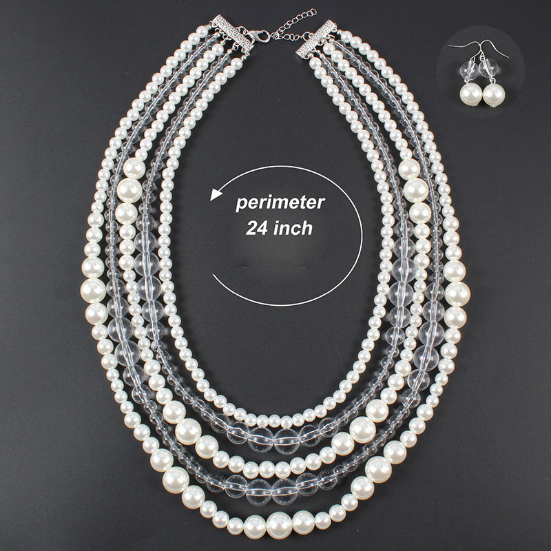 Fashion White Full Pearls Design Multi-layer Necklace,Jewelry Sets