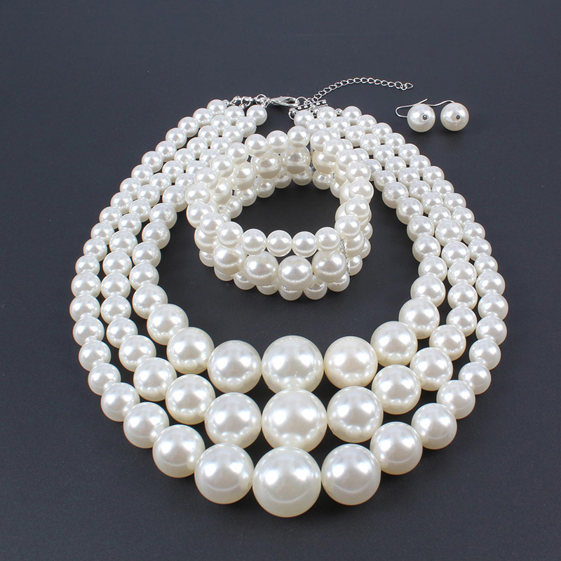 Fashion Pale Blue Pearls Decorated Pure Color Jewelry Sets,Jewelry Sets