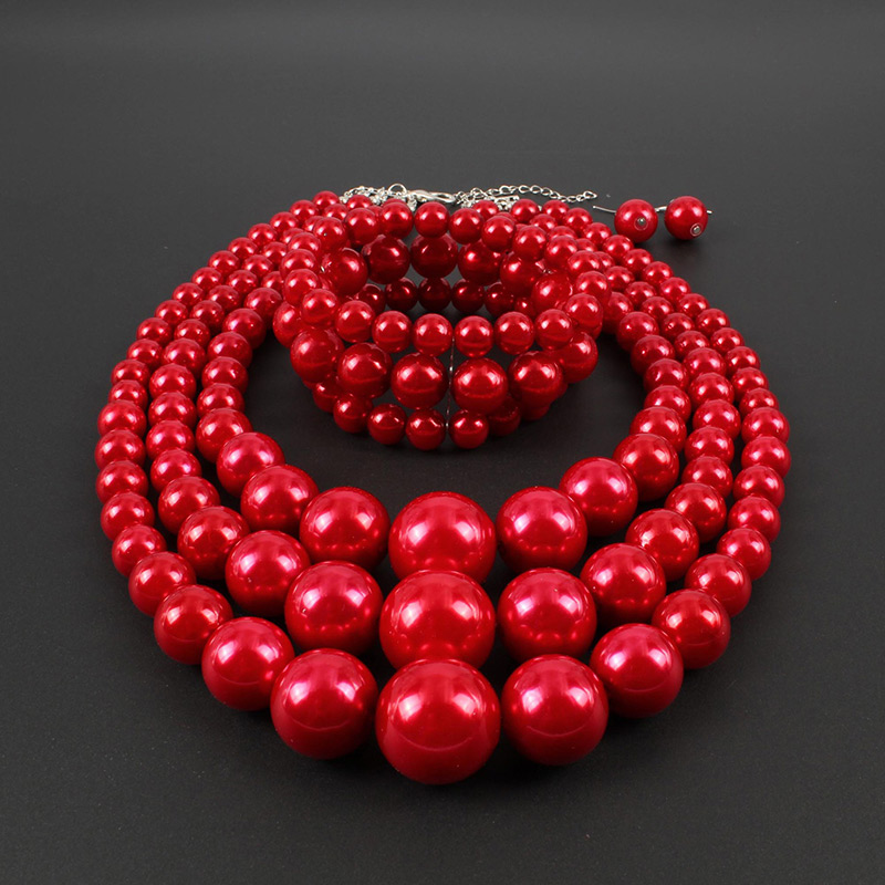 Fashion Plum Red Pearls Decorated Pure Color Jewelry Sets,Jewelry Sets