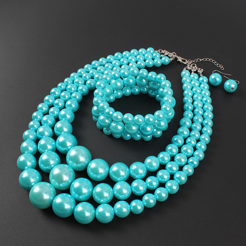 Fashion Gray Pearls Decorated Pure Color Jewelry Sets,Jewelry Sets