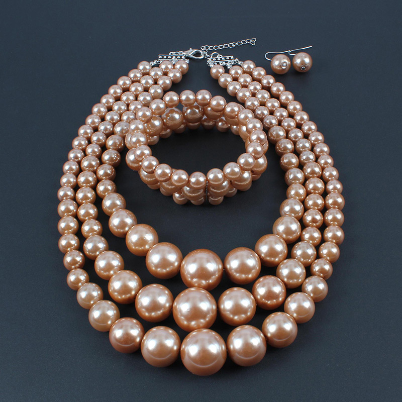Fashion Orange Pearls Decorated Pure Color Jewelry Sets,Jewelry Sets