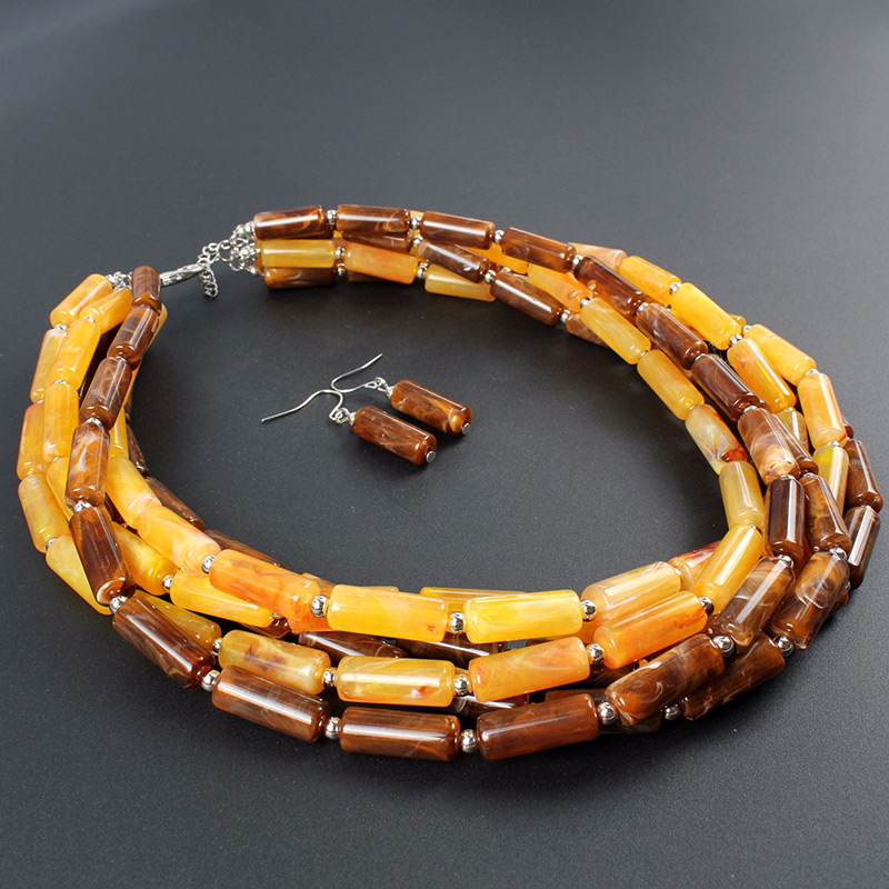 Fashion Orange Cylindrical Shape Design Multi-layer Jewelry Sets,Jewelry Sets