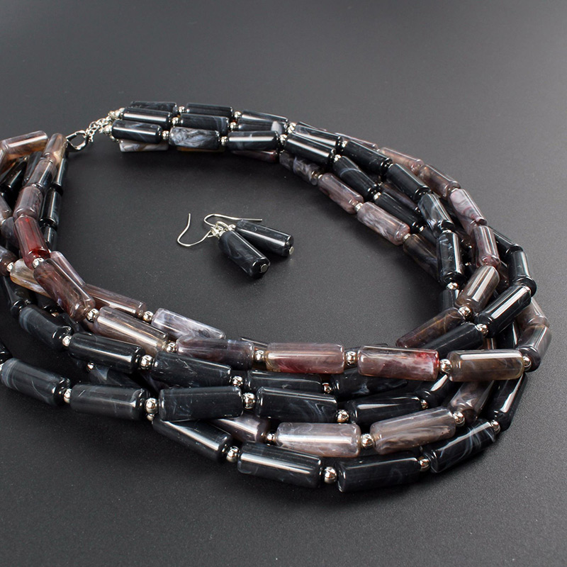 Fashion Black Cylindrical Shape Design Multi-layer Jewelry Sets,Jewelry Sets
