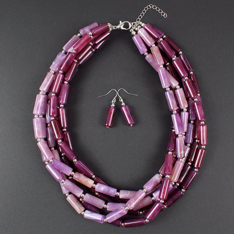 Fashion Purple Cylindrical Shape Design Multi-layer Jewelry Sets,Jewelry Sets