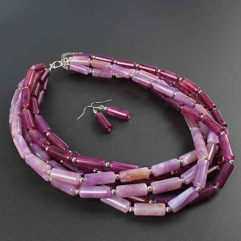 Fashion Purple Cylindrical Shape Design Multi-layer Jewelry Sets,Jewelry Sets