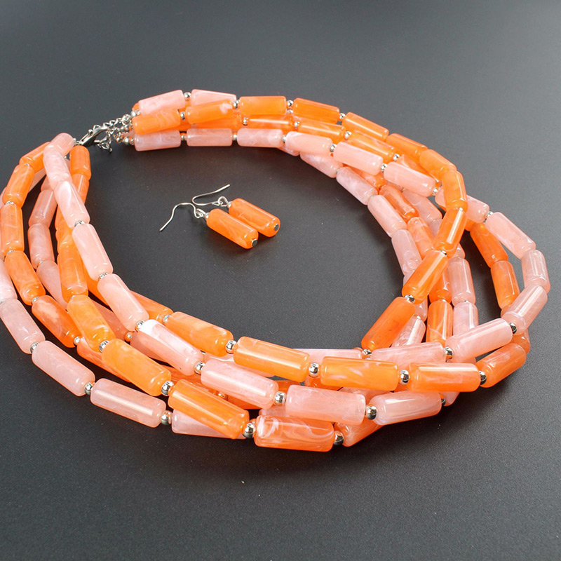 Fashion Orange Cylindrical Shape Design Multi-layer Jewelry Sets,Jewelry Sets