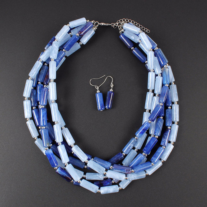 Fashion Blue Cylindrical Shape Design Multi-layer Jewelry Sets,Jewelry Sets