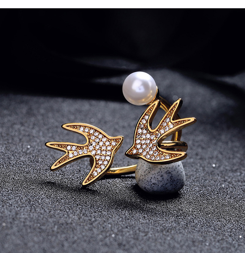 Fashion White Swallow&pearl Decorated Opening Ring,Fashion Rings