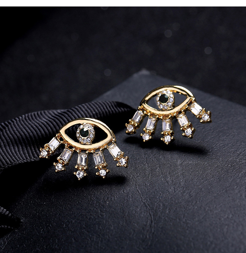 Fashion Gold Color Diamond Decorated Eyes Shape Earrings,Stud Earrings