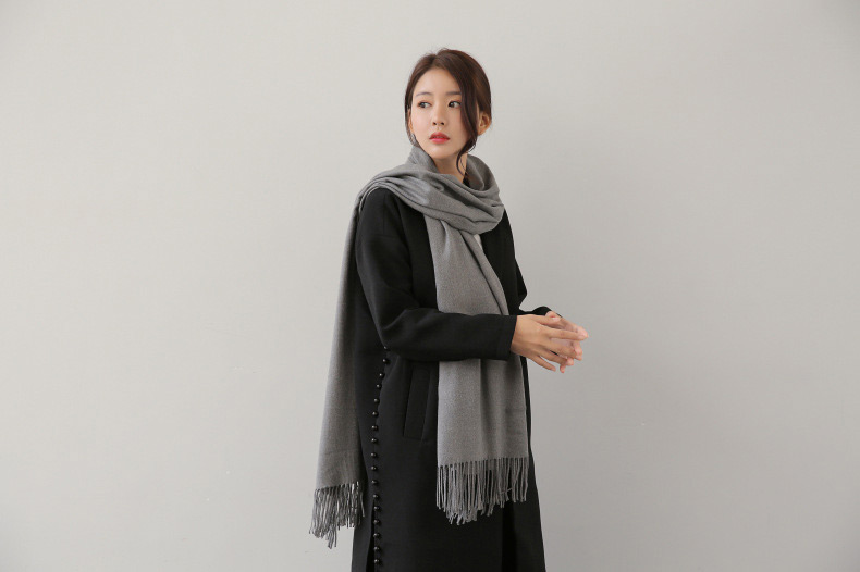Fashion Dark Gray Tassel Decorated Pure Color Scarf,knitting Wool Scaves