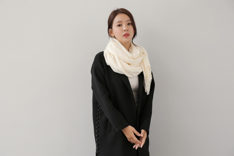 Fashion Dark Gray Tassel Decorated Pure Color Scarf,knitting Wool Scaves