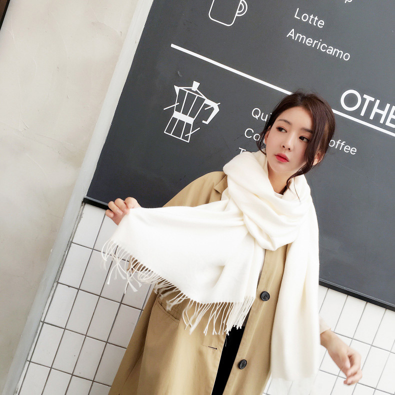 Fashion Beige Tassel Decorated Pure Color Scarf,knitting Wool Scaves