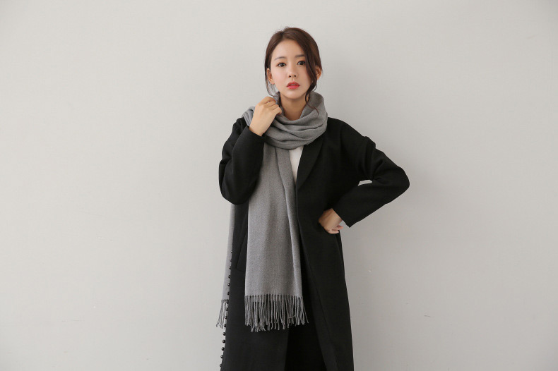 Fashion Light Gray Tassel Decorated Pure Color Scarf,knitting Wool Scaves