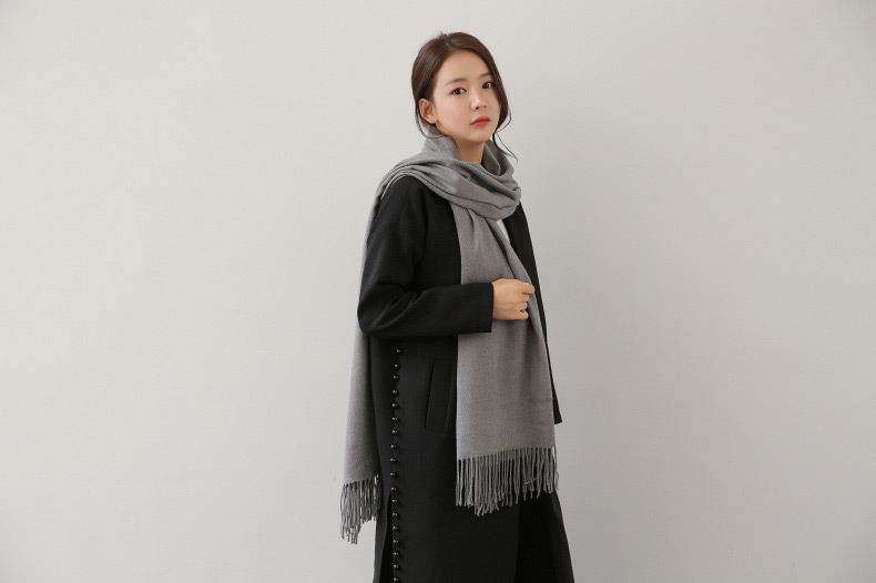 Fashion Gray Tassel Decorated Pure Color Scarf,knitting Wool Scaves