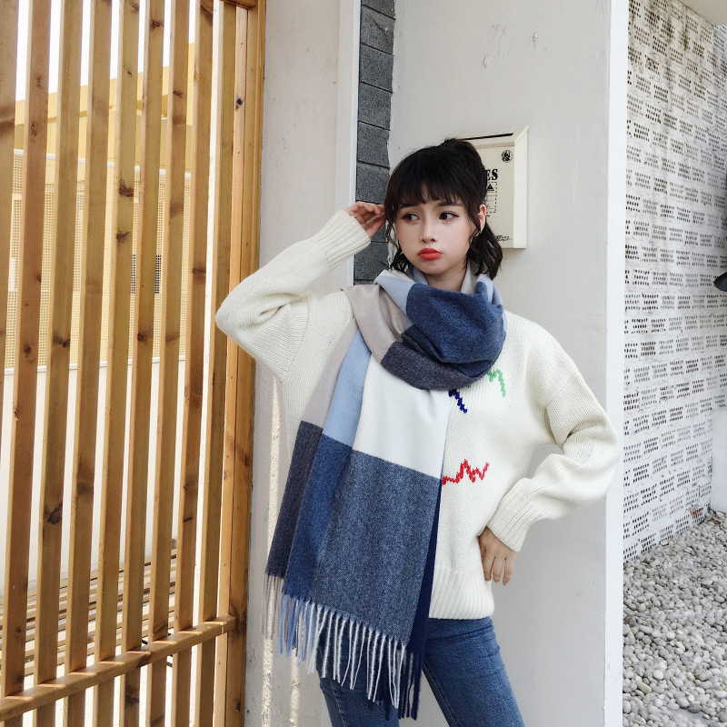 Fashion Khaki+white Grid Pattern Design Tassel Scarf,knitting Wool Scaves
