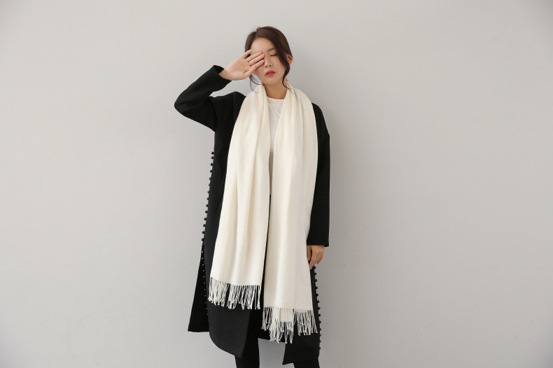 Fashion Light Khaki Pure Color Decorated Warm Scarf,knitting Wool Scaves